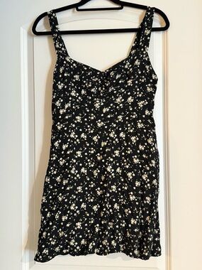 Old Navy Black Floral Smocked Sundress